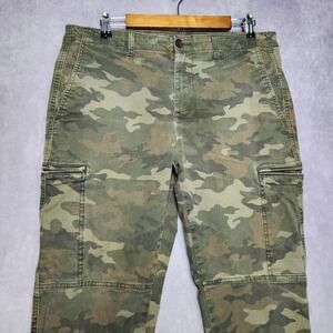 George Mens Camo Cargo Pants 34x30 Zip Fly Pockets Casual Outdoor Camouflage